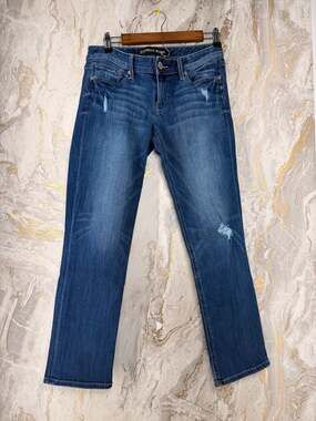 Express Jeans Cropped Skinny Stella Low Rise Distressed Denim Size 6R